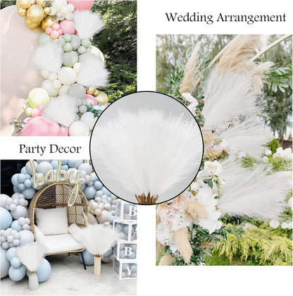 obbsie 50PCS Faux Pampas Grass, 21.6" Short Artificial Pompous Grass Floral Fake Pompas Grass Branches Vase Filler Flower Arrangement for Home Wedding Boho Decor, Beige