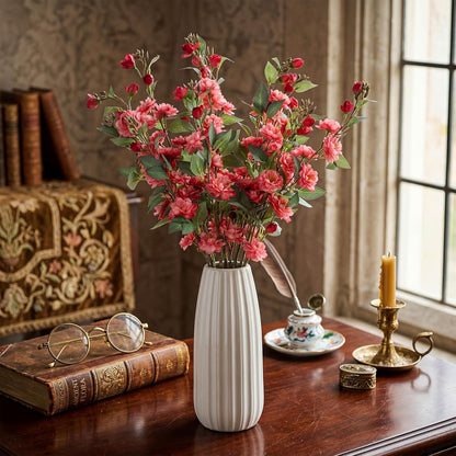 8 Pcs Artificial Camellia Flower Bouquet for Vase Table Decor Silk Flowers for Home DIY Party Mother Day Wedding Centerpieces Indoor Outdoor Arrangements, Vase Not Included(Rose Pink)