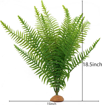 Fake Fern Plants, Reptile Plastic Terrarium Decor, Reptiles Amphibians Tank Accessories for Crested Gecko Leopard Lizard Chameleon