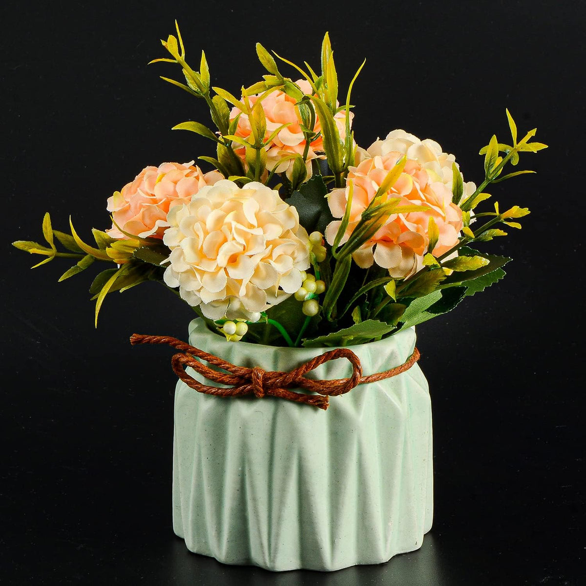 Artificial Flower Plants – Mini Fake Hydrangea Flowers in Pot for Home Decor Party Wedding Office Patio Table Desk Decoration, Set of 4, Size: 3.3''(Diameter) x 5.5''(Tall)