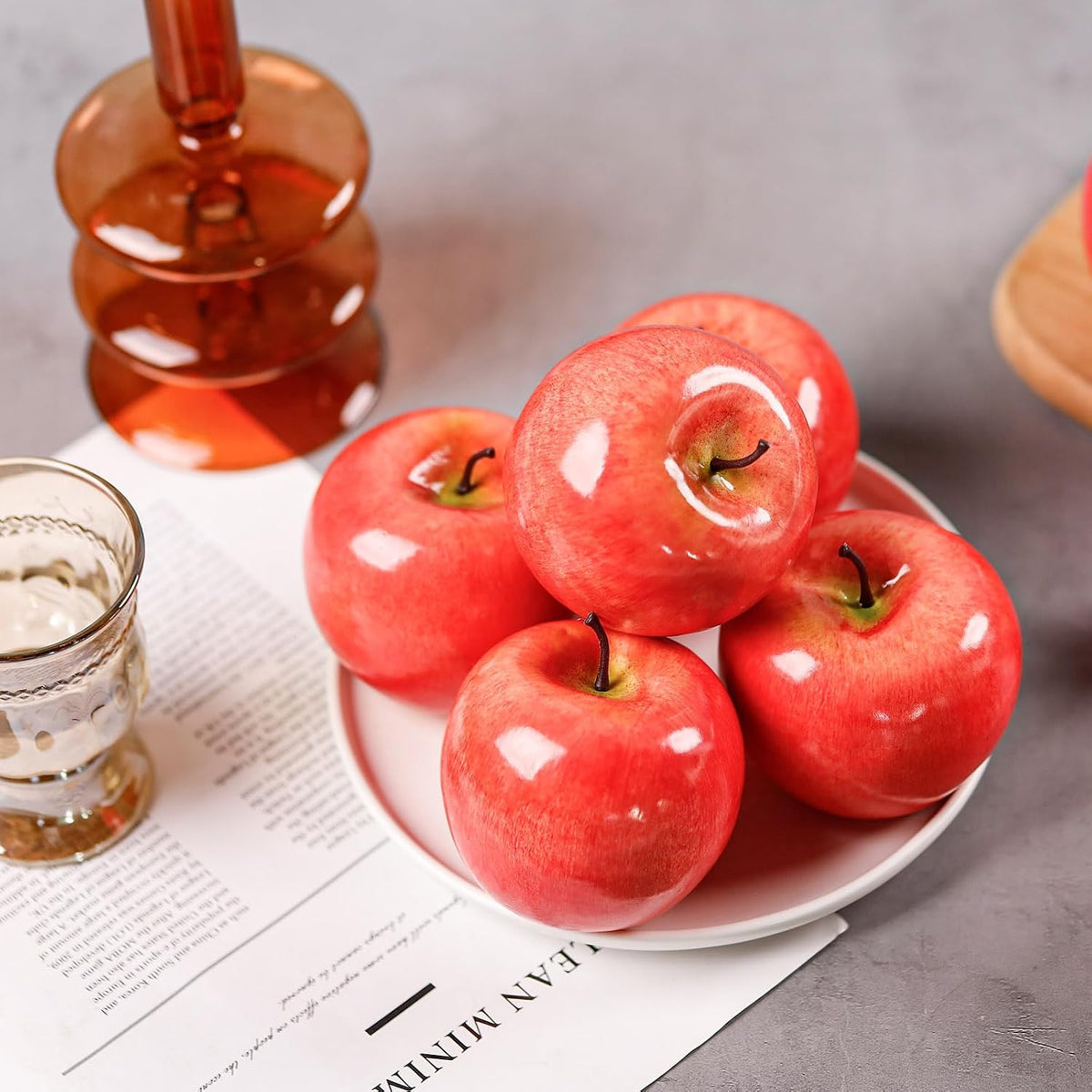 16Pcs Fake Apples for Kitchen Countertop, Fruit Bowl and Fall Decor