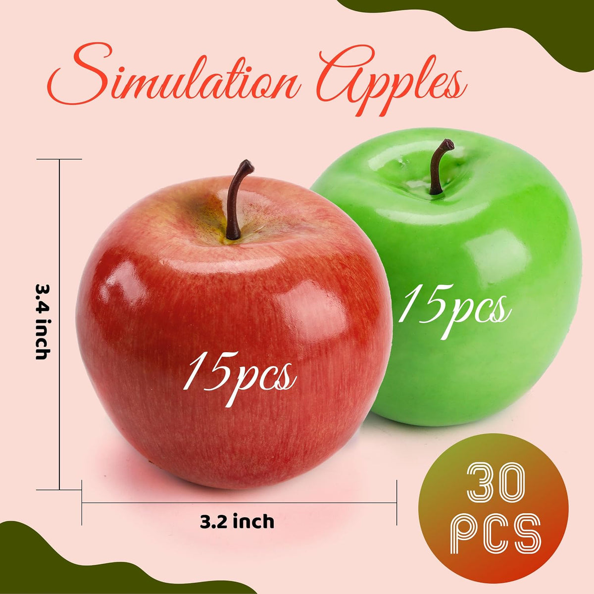 16Pcs Fake Apples for Kitchen Countertop, Fruit Bowl and Fall Decor
