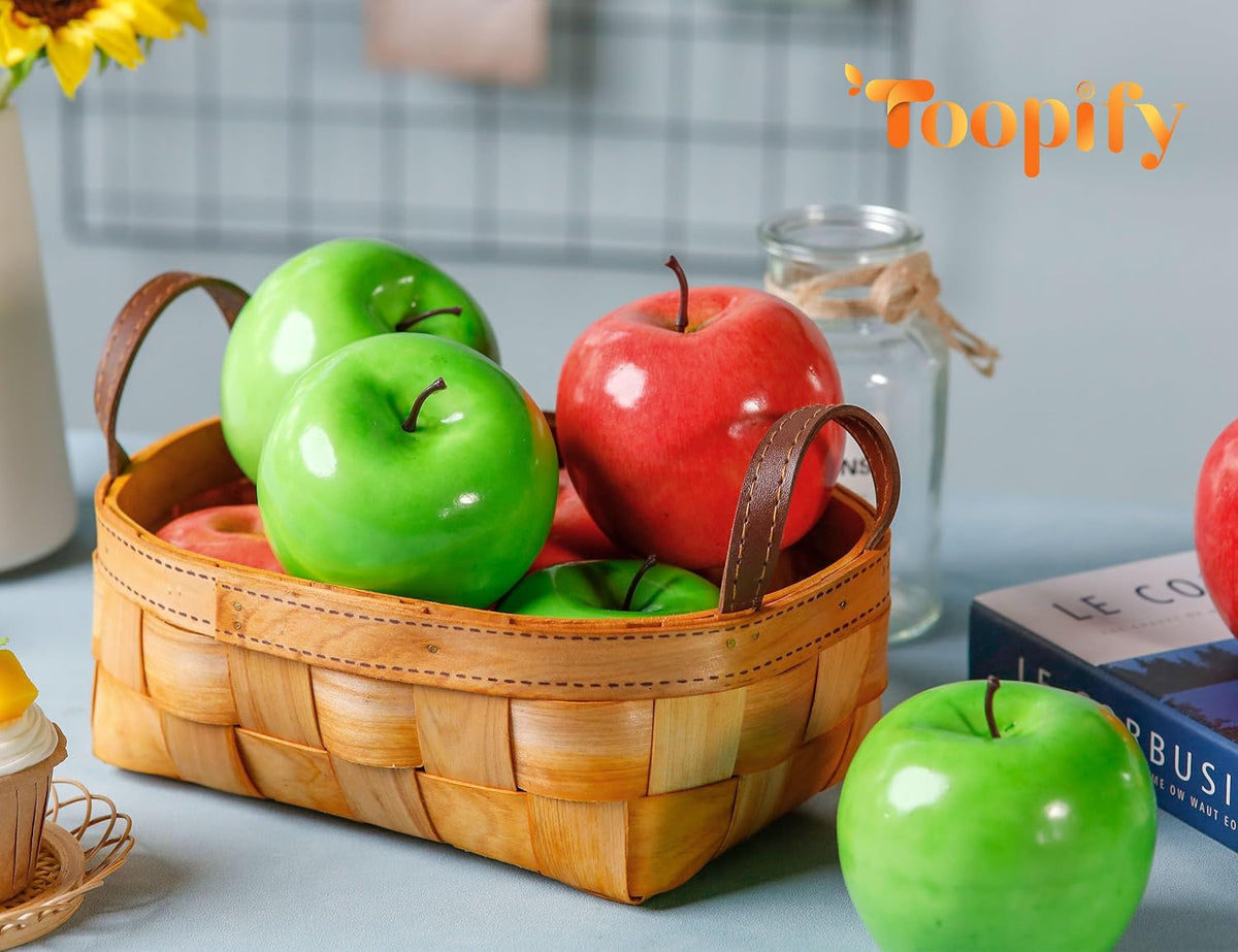 16Pcs Fake Apples for Kitchen Countertop, Fruit Bowl and Fall Decor