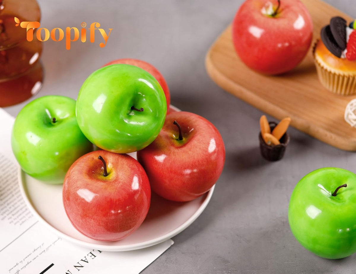 16Pcs Fake Apples for Kitchen Countertop, Fruit Bowl and Fall Decor