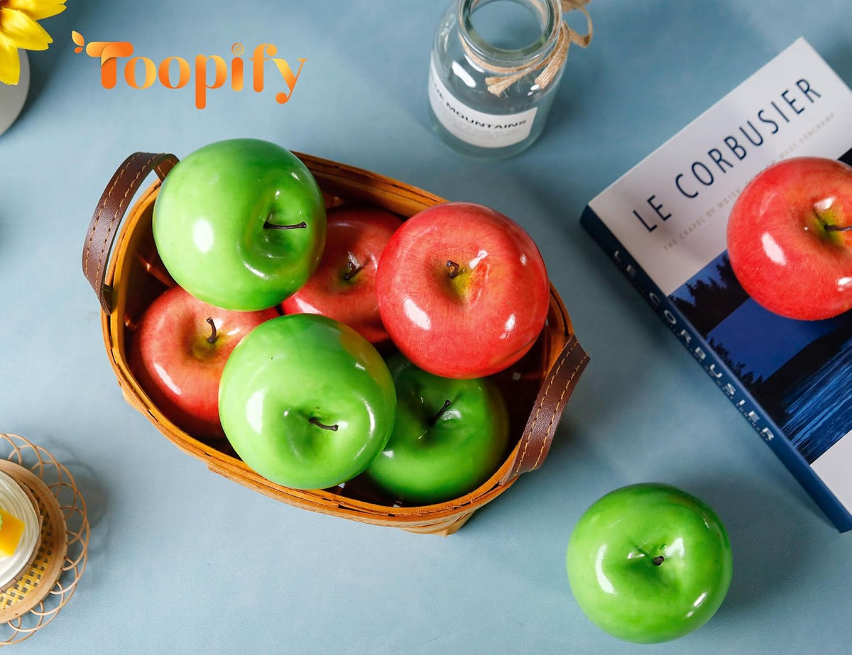 16Pcs Fake Apples for Kitchen Countertop, Fruit Bowl and Fall Decor