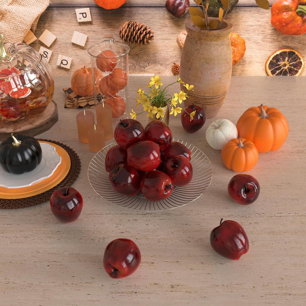 16Pcs Fake Apples for Kitchen Countertop, Fruit Bowl and Fall Decor