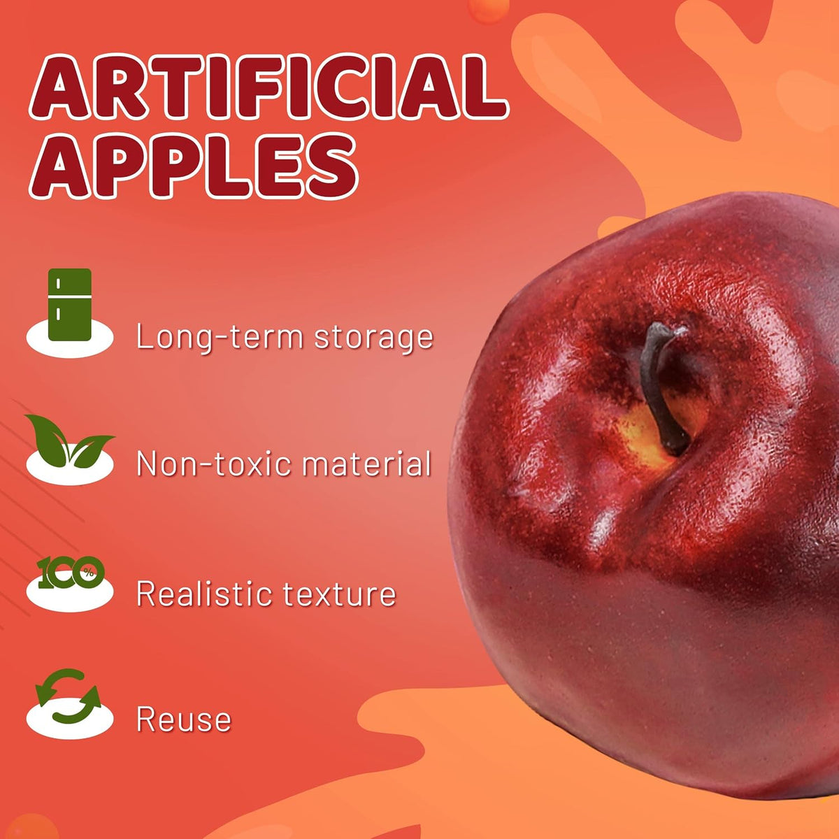 16Pcs Fake Apples for Kitchen Countertop, Fruit Bowl and Fall Decor
