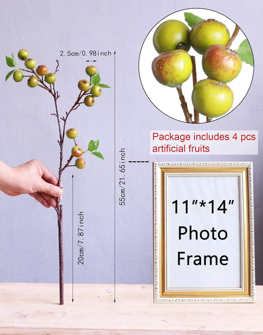 Like Natural 4Pcs 21.6 Inch Faux Berries Artificial Berry Branches Fruits Artificial Flowers for Christmas Home Decorations Living Room Table Vase Decor Office Gifts Indoor