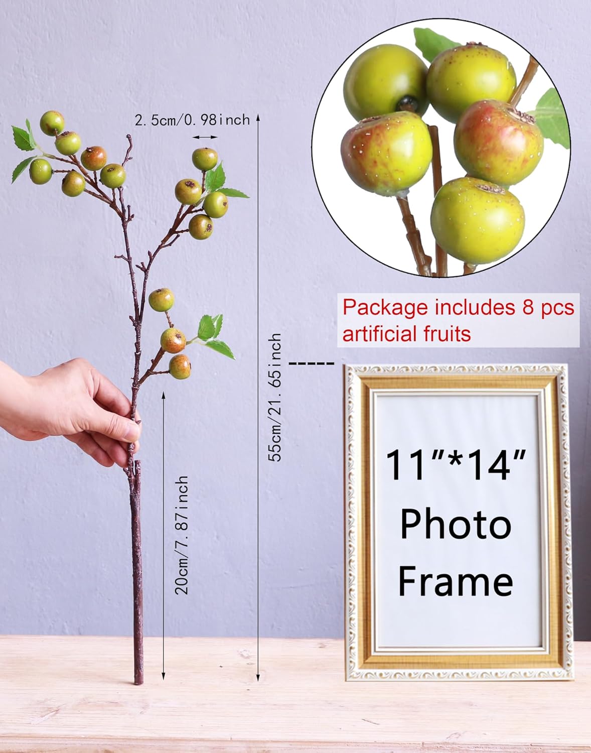 Like Natural 4Pcs 21.6 Inch Faux Berries Artificial Berry Branches Fruits Artificial Flowers for Christmas Home Decorations Living Room Table Vase Decor Office Gifts Indoor