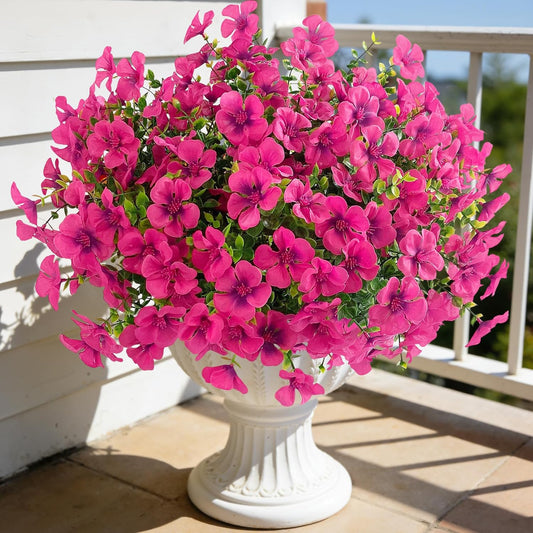 12 Pcs Artificial Silk Geranium Flowers for Outdoors, Red | Fake silk flowers, UV resistant, realistic geraniums, faux plastic plants, for summer garden porch planter outdoor home decor