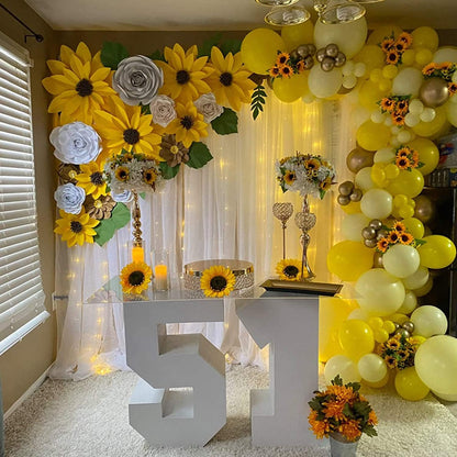 6 Pack Artificial Sunflowers with Stems for Indoor Outdoor 12 inch Fake Silk Sunflower with 13 Sunflower Heads and 27 Green Leaves Decor Home Wedding Party Office (6Pack)
