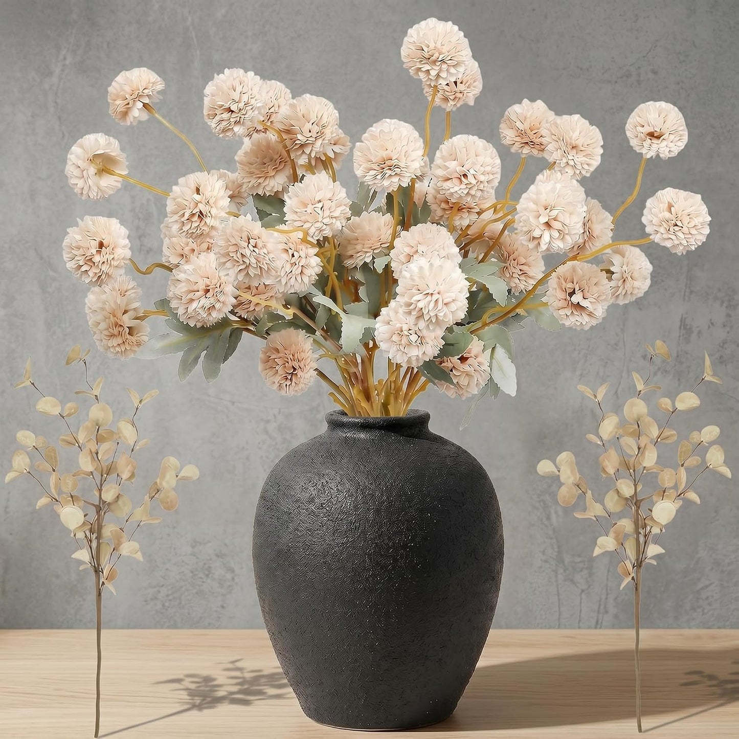Hydrangea Artificial Flowers with Vase, Real Touch Latex, White | Lifelike Faux Water, Nearly Natural Leaves, Durable & Fade-Resistant, Home Office Table Centerpiece Decor