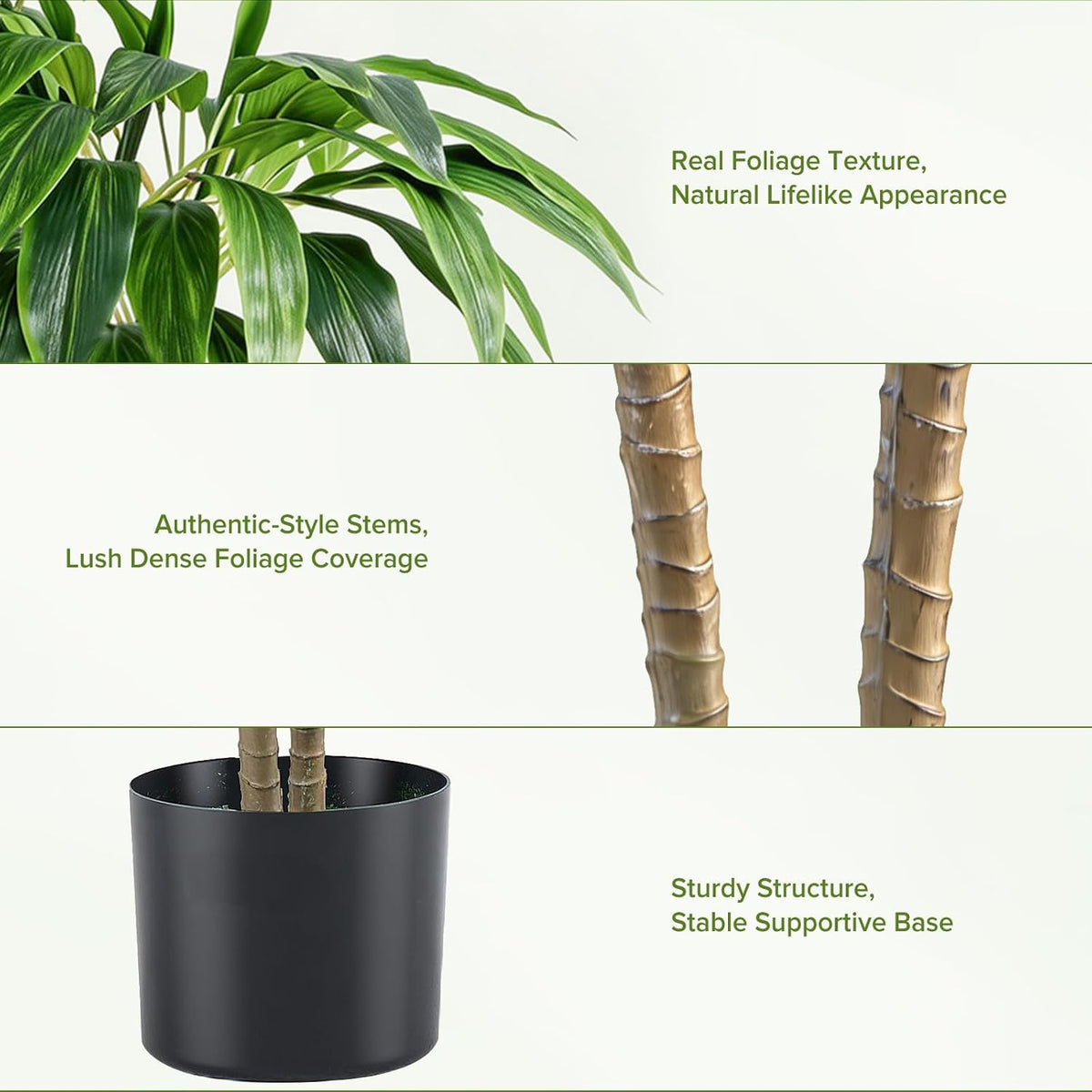 DUMOS 51in Artificial Dracaena Tree, Realistic Faux Indoor Floor Plant with Lifelike Leaves and Black Planter Pot, Adjustable Branches for Living Room, Bedroom and Office Decor