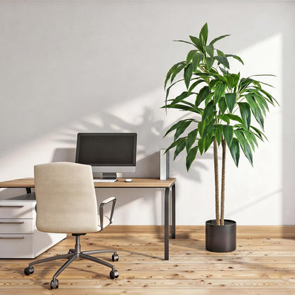 DUMOS 51in Artificial Dracaena Tree, Realistic Faux Indoor Floor Plant with Lifelike Leaves and Black Planter Pot, Adjustable Branches for Living Room, Bedroom and Office Decor