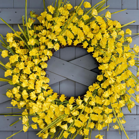 Artificial Spring Wreaths for Front Door 24 inch Spring Wreath Yellow Summer Wreath with Yellow Flowers Berries for Porch Farmhouse Wall Indoor Home Decoration