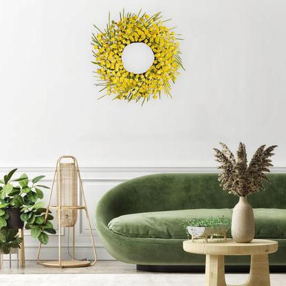 Artificial Spring Wreaths for Front Door 24 inch Spring Wreath Yellow Summer Wreath with Yellow Flowers Berries for Porch Farmhouse Wall Indoor Home Decoration
