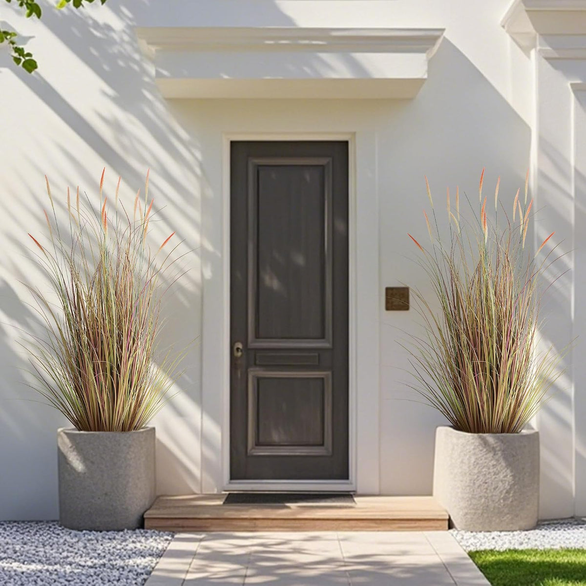 4ft 2-Pack Artificial Cattail Reed Grass, 47.2’’ Fake Indoor Outdoor Plants