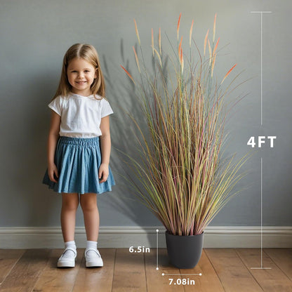 4ft 2-Pack Artificial Cattail Reed Grass, 47.2’’ Fake Indoor Outdoor Plants
