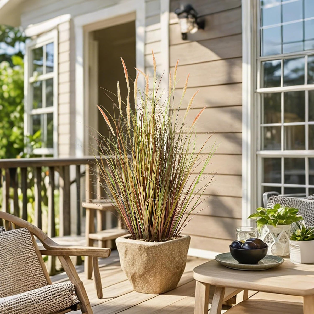 4ft 2-Pack Artificial Cattail Reed Grass, 47.2’’ Fake Indoor Outdoor Plants