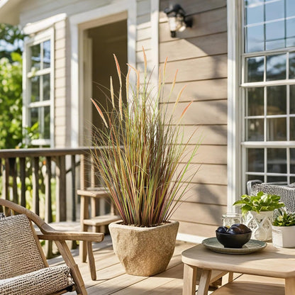 4ft 2-Pack Artificial Cattail Reed Grass, 47.2’’ Fake Indoor Outdoor Plants