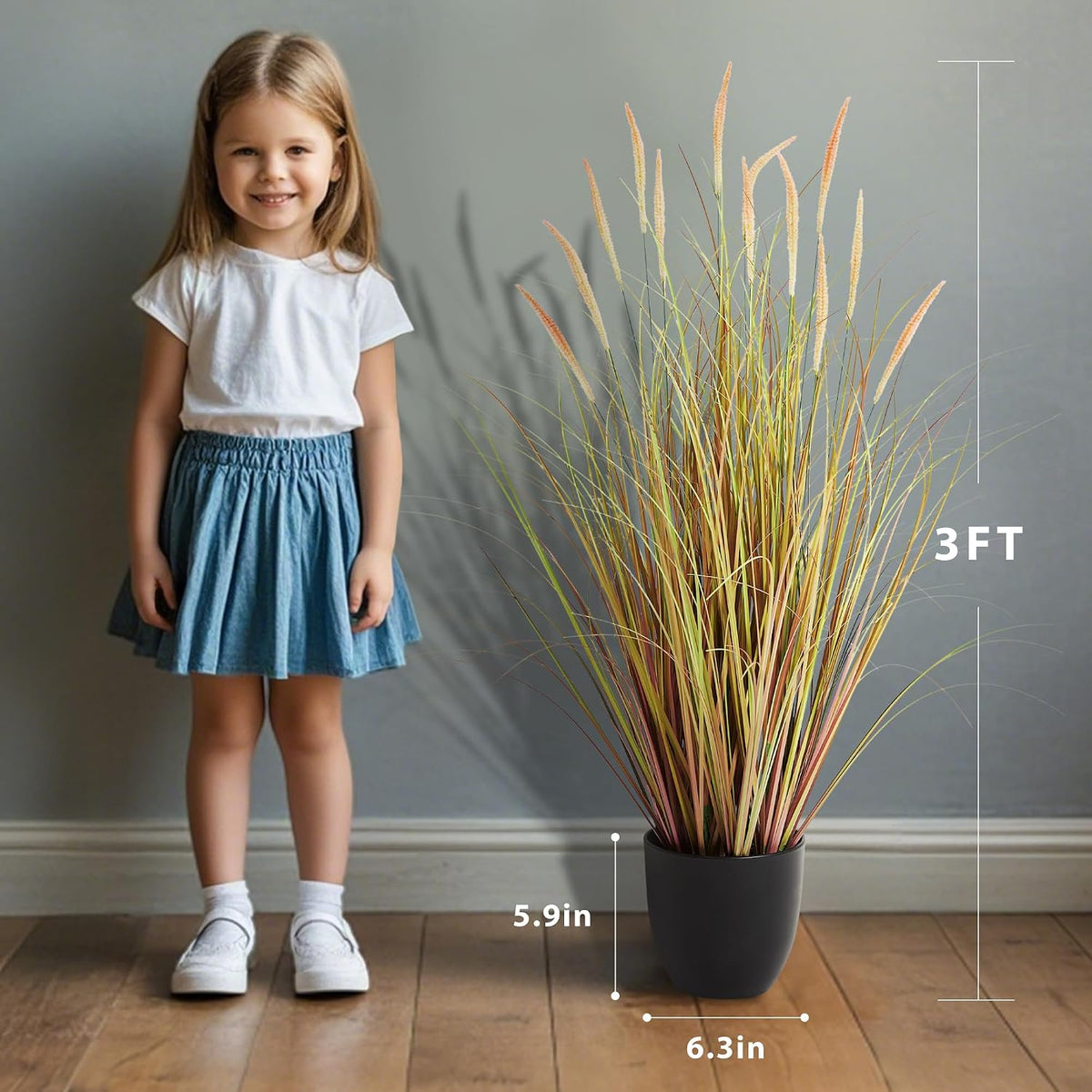 4ft 2-Pack Artificial Cattail Reed Grass, 47.2’’ Fake Indoor Outdoor Plants