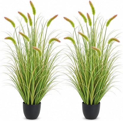 4ft 2-Pack Artificial Cattail Reed Grass, 47.2’’ Fake Indoor Outdoor Plants