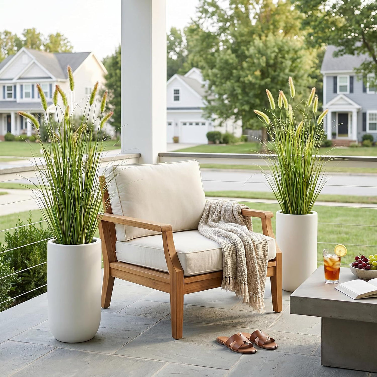 4ft 2-Pack Artificial Cattail Reed Grass, 47.2’’ Fake Indoor Outdoor Plants