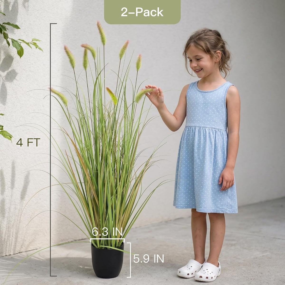 4ft 2-Pack Artificial Cattail Reed Grass, 47.2’’ Fake Indoor Outdoor Plants