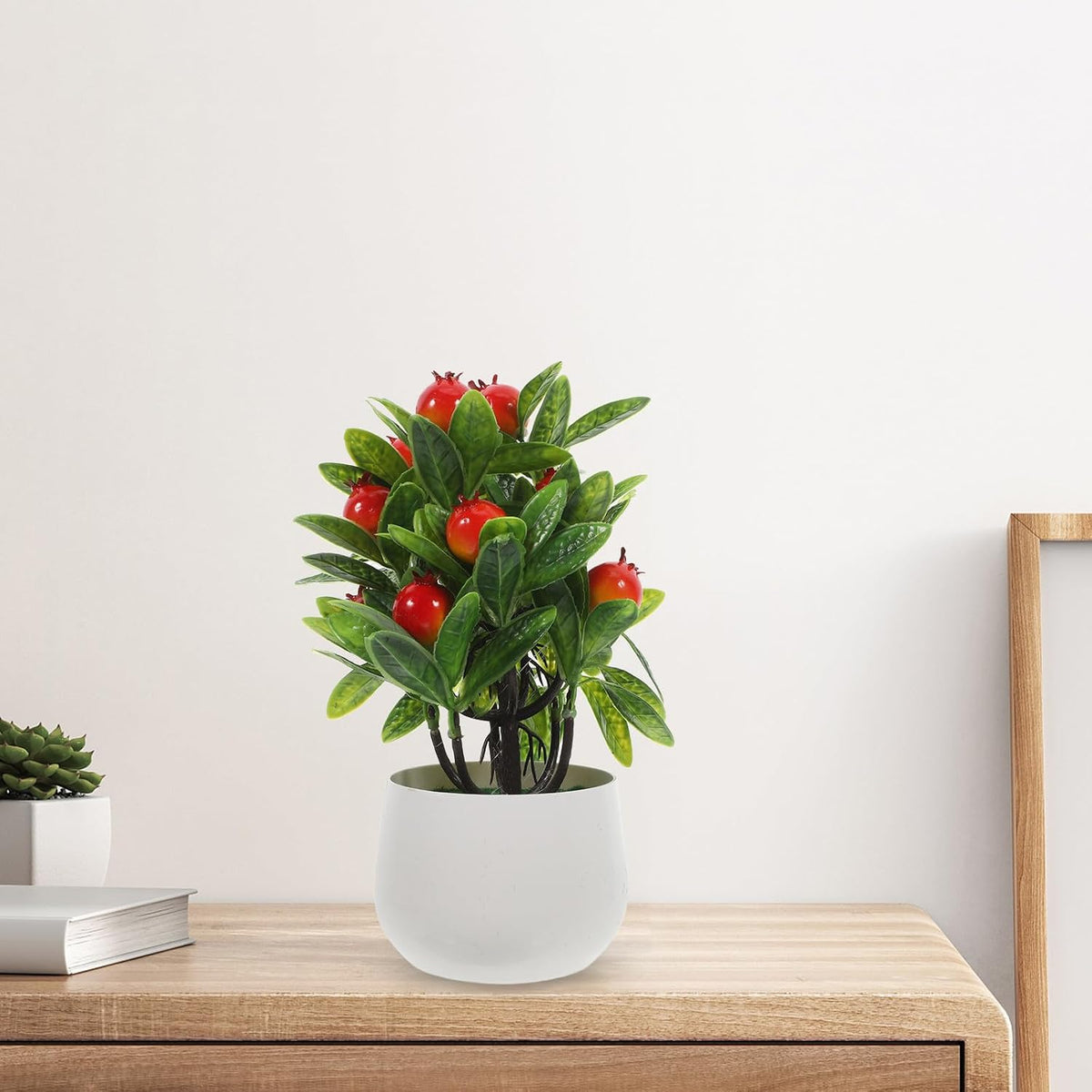 Mini Artificial Pomegranate Tree with Stylish Pot for Desk