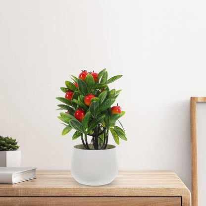 Mini Artificial Pomegranate Tree with Stylish Pot for Desk