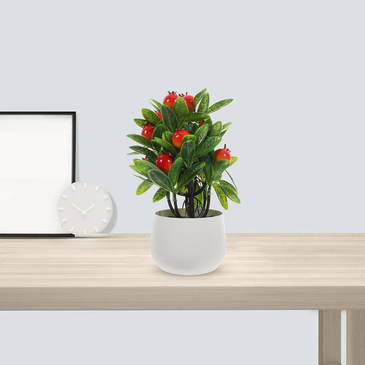 Mini Artificial Pomegranate Tree with Stylish Pot for Desk