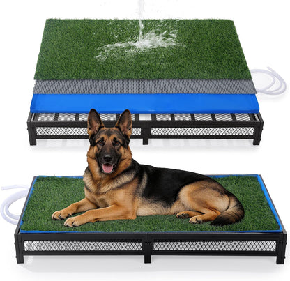 Grass Potty for Dogs with Drain, Artificial Grass Pet Litter Box Tray for Medium & Larhe Dog, Puppy Porch Toilet for Patio, Indoor & Outdoor Use(47" L x 23" W x 6" H)