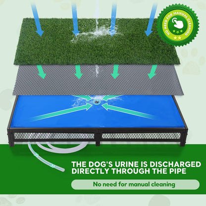 Grass Potty for Dogs with Drain, Artificial Grass Pet Litter Box Tray for Medium & Larhe Dog, Puppy Porch Toilet for Patio, Indoor & Outdoor Use(47" L x 23" W x 6" H)
