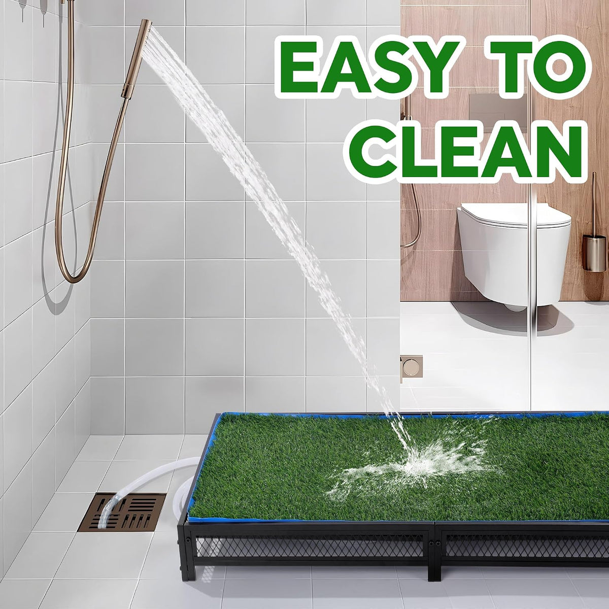 Grass Potty for Dogs with Drain, Artificial Grass Pet Litter Box Tray for Medium & Larhe Dog, Puppy Porch Toilet for Patio, Indoor & Outdoor Use(47" L x 23" W x 6" H)
