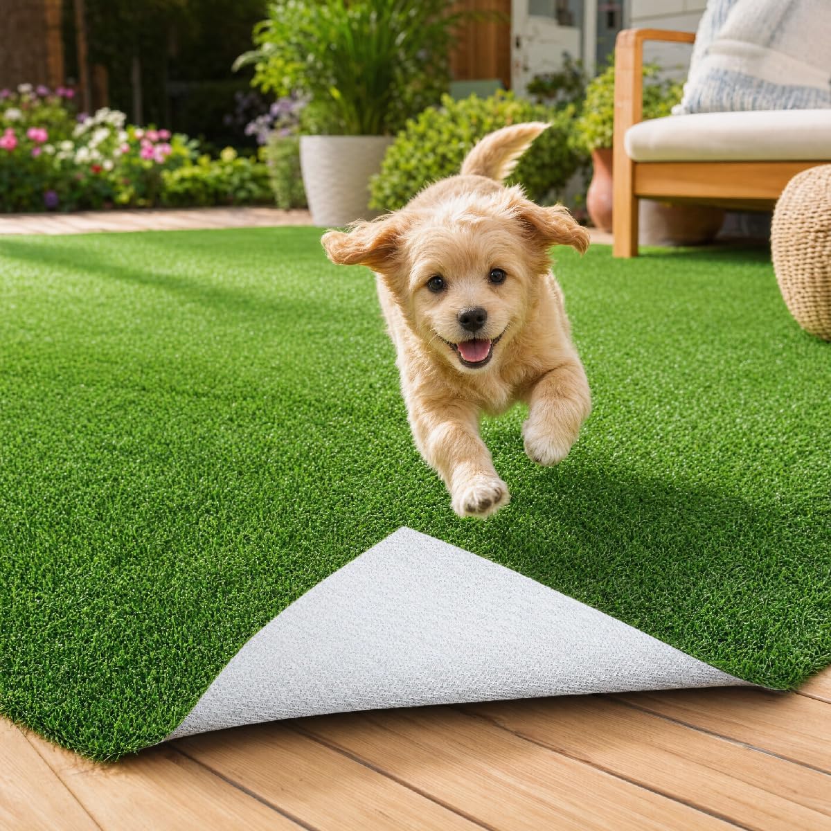 Artificial Grass 2.6x3.3 Ft, Fake Grass Turf with Non-Slip TPR Rubber Backing, Indoor Outdoor Grass Mat for Balcony, Patio, Pets, Portable Low Maintenance Lawn Carpet