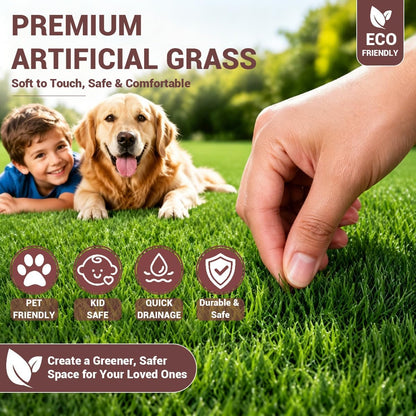 Artificial Grass 2.6x3.3 Ft, Fake Grass Turf with Non-Slip TPR Rubber Backing, Indoor Outdoor Grass Mat for Balcony, Patio, Pets, Portable Low Maintenance Lawn Carpet