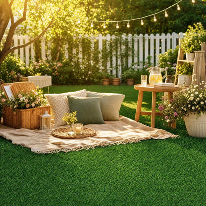 Artificial Grass 2.6x3.3 Ft, Fake Grass Turf with Non-Slip TPR Rubber Backing, Indoor Outdoor Grass Mat for Balcony, Patio, Pets, Portable Low Maintenance Lawn Carpet