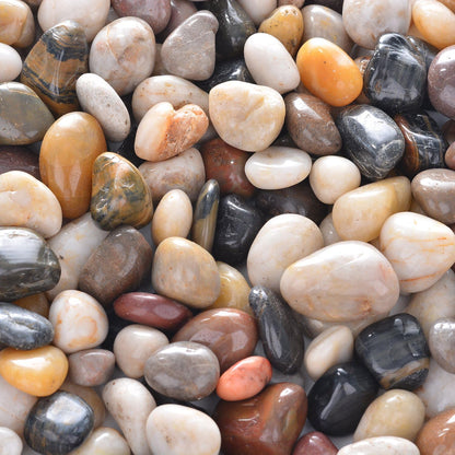 Pebbles Polished Gravel, Natural Polished Mixed Color Stones,0.5-1.2inch Small Decorative River Rock Stones 2 Pounds (32-Oz)