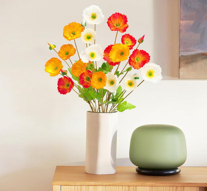 Artificial Poppy Flowers 6 Stems Poppy Silk Bouquet Real Touch Faux Poppy Spring Flowers for Wedding Home Kitchen Party Decoration Table Centerpiece Arrangement