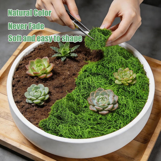 5.3oz Fake Moss for Crafts, Green Artificial Moss for Plants Indoor Outdoor | Faux Moss for DIY Crafts, Fairy Garden Accessories, Decorative Faux Grass for Planter, Pot Fillers, Model Making, Table, Wall