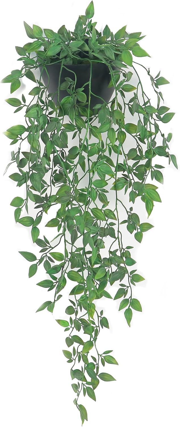 Artificial Hanging Plants 2 Pack, Fake Mandala Vine Greenery with Wall Planter for Office Living Room Bathroom Indoor Décor