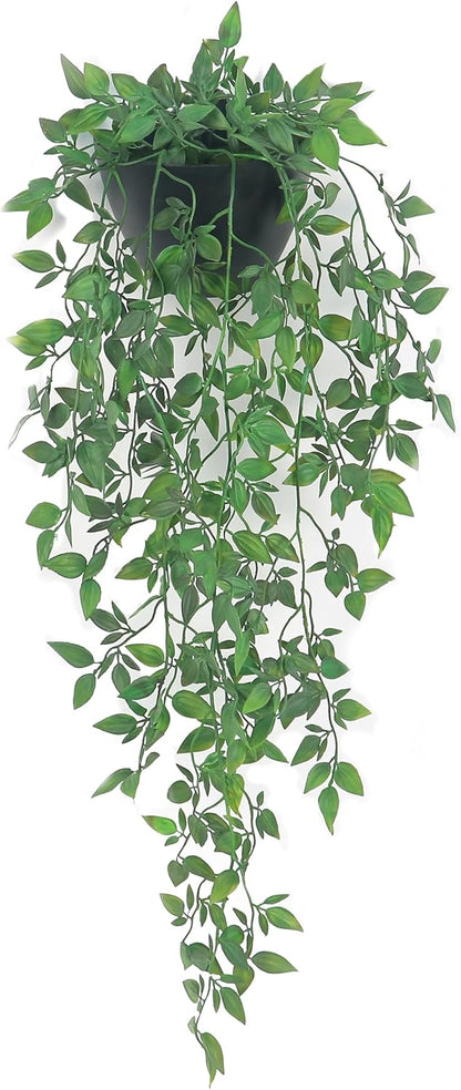 Artificial Hanging Plants 2 Pack, Fake Mandala Vine Greenery with Wall Planter for Office Living Room Bathroom Indoor Décor