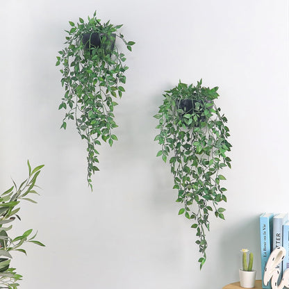 Artificial Hanging Plants 2 Pack, Fake Mandala Vine Greenery with Wall Planter for Office Living Room Bathroom Indoor Décor