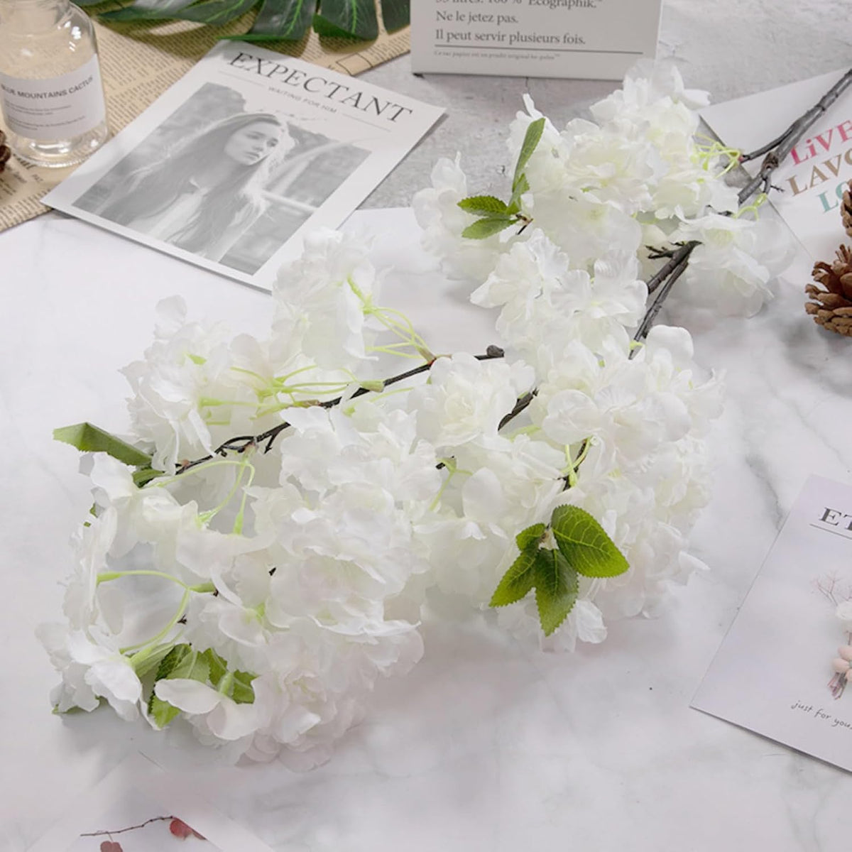 Artificial Cherry Blossom Branch Peach Blossom Branch 33.5 inches
