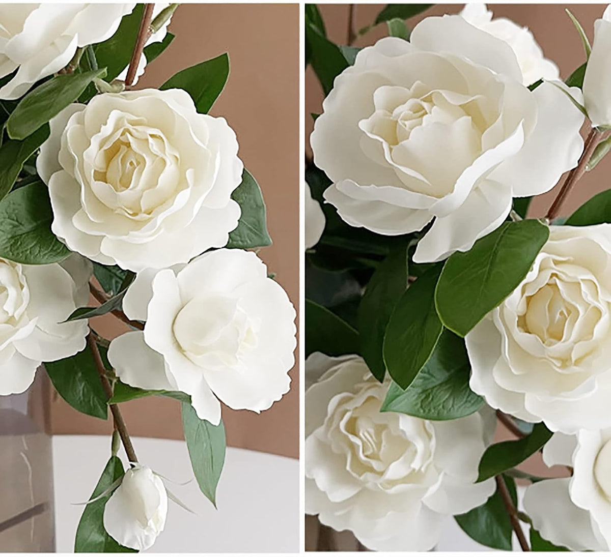 5 Bundle Artificial Flowers White Gardenia Flowers Stem Real Looking Fake Peony Flowers DIY Wedding Bouquet Table Centerpieces Flower Arrangements for Home Wedding Decor