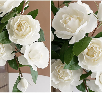 5 Bundle Artificial Flowers White Gardenia Flowers Stem Real Looking Fake Peony Flowers DIY Wedding Bouquet Table Centerpieces Flower Arrangements for Home Wedding Decor