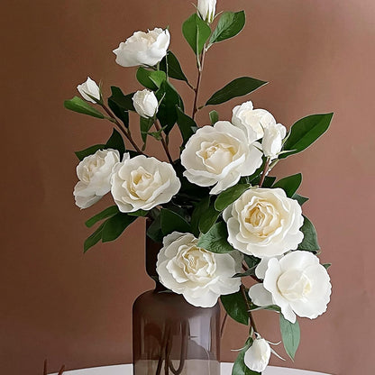 5 Bundle Artificial Flowers White Gardenia Flowers Stem Real Looking Fake Peony Flowers DIY Wedding Bouquet Table Centerpieces Flower Arrangements for Home Wedding Decor