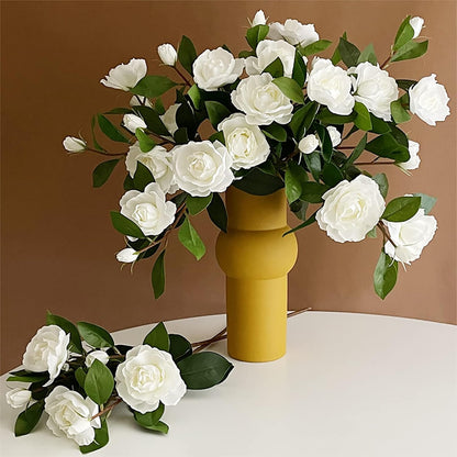 5 Bundle Artificial Flowers White Gardenia Flowers Stem Real Looking Fake Peony Flowers DIY Wedding Bouquet Table Centerpieces Flower Arrangements for Home Wedding Decor