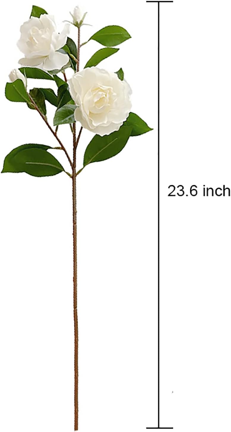 5 Bundle Artificial Flowers White Gardenia Flowers Stem Real Looking Fake Peony Flowers DIY Wedding Bouquet Table Centerpieces Flower Arrangements for Home Wedding Decor