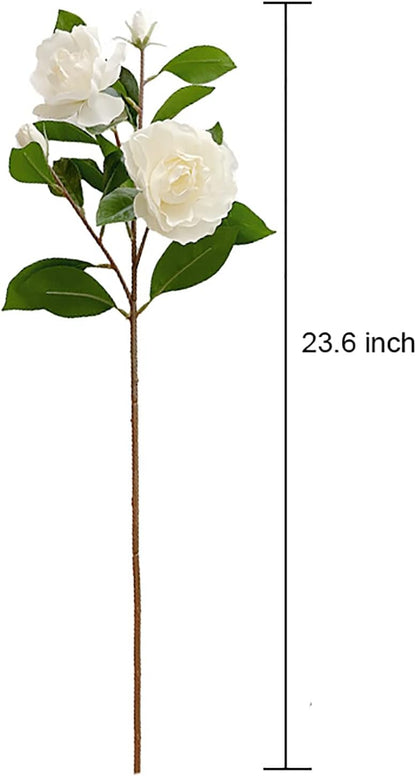 5 Bundle Artificial Flowers White Gardenia Flowers Stem Real Looking Fake Peony Flowers DIY Wedding Bouquet Table Centerpieces Flower Arrangements for Home Wedding Decor